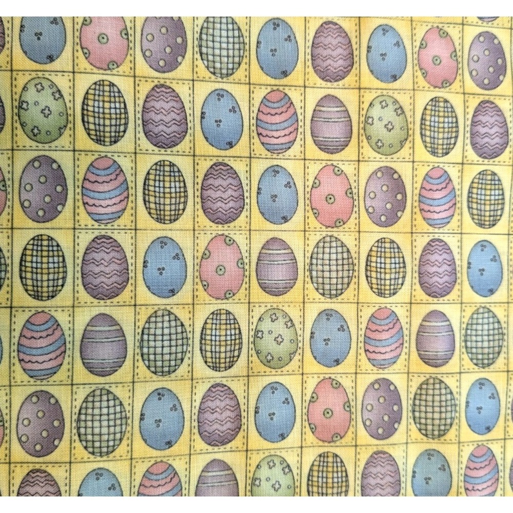 2.5 Yards Debbie Mumm South Sea Imports Yellow Easter Egg Quilting Fabric 92x42